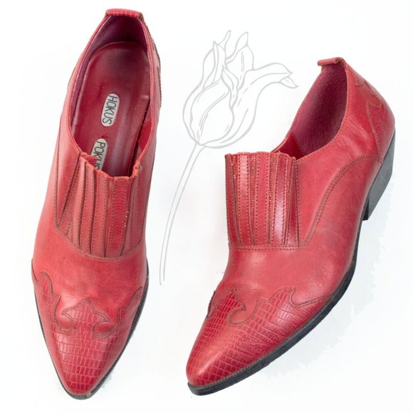 HOKUS POKUS Shoes - HOKUS POKUS KATLIN Leather Red Short Booties 8.5M